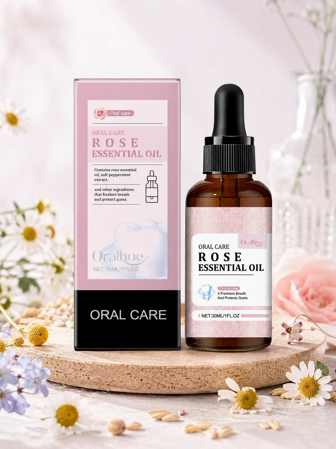 Rose Essential Oil Mouthwash — Freshens Breath & Protects Gums