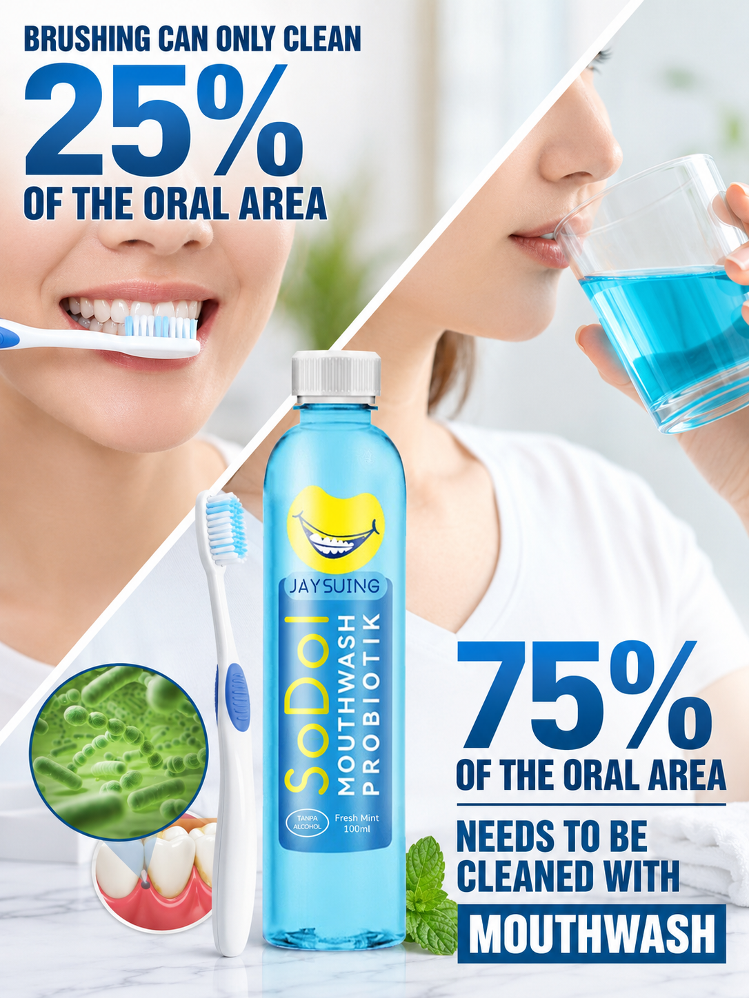 Mouthwash Removes Stains & Freshens Breath — Alcohol-Free