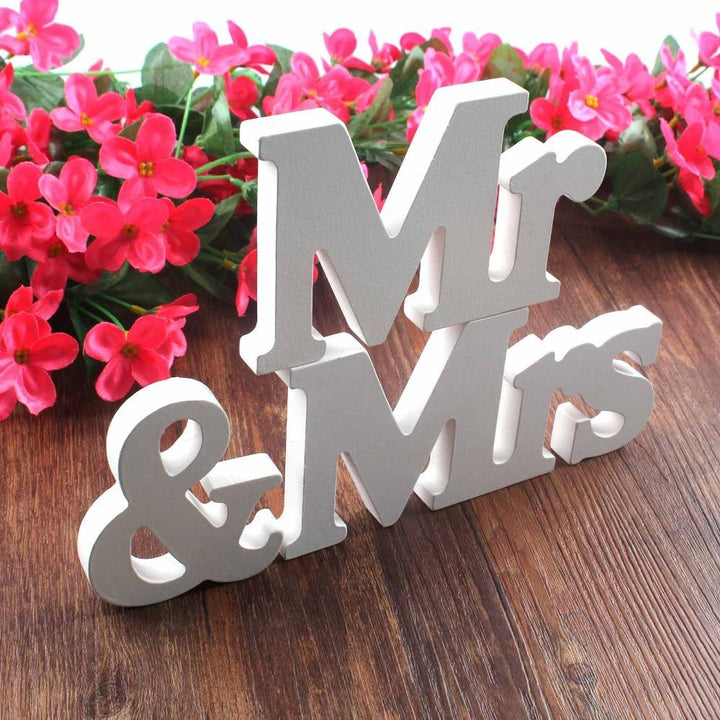Mr & Mrs Wedding Decor – White Freestanding Letters