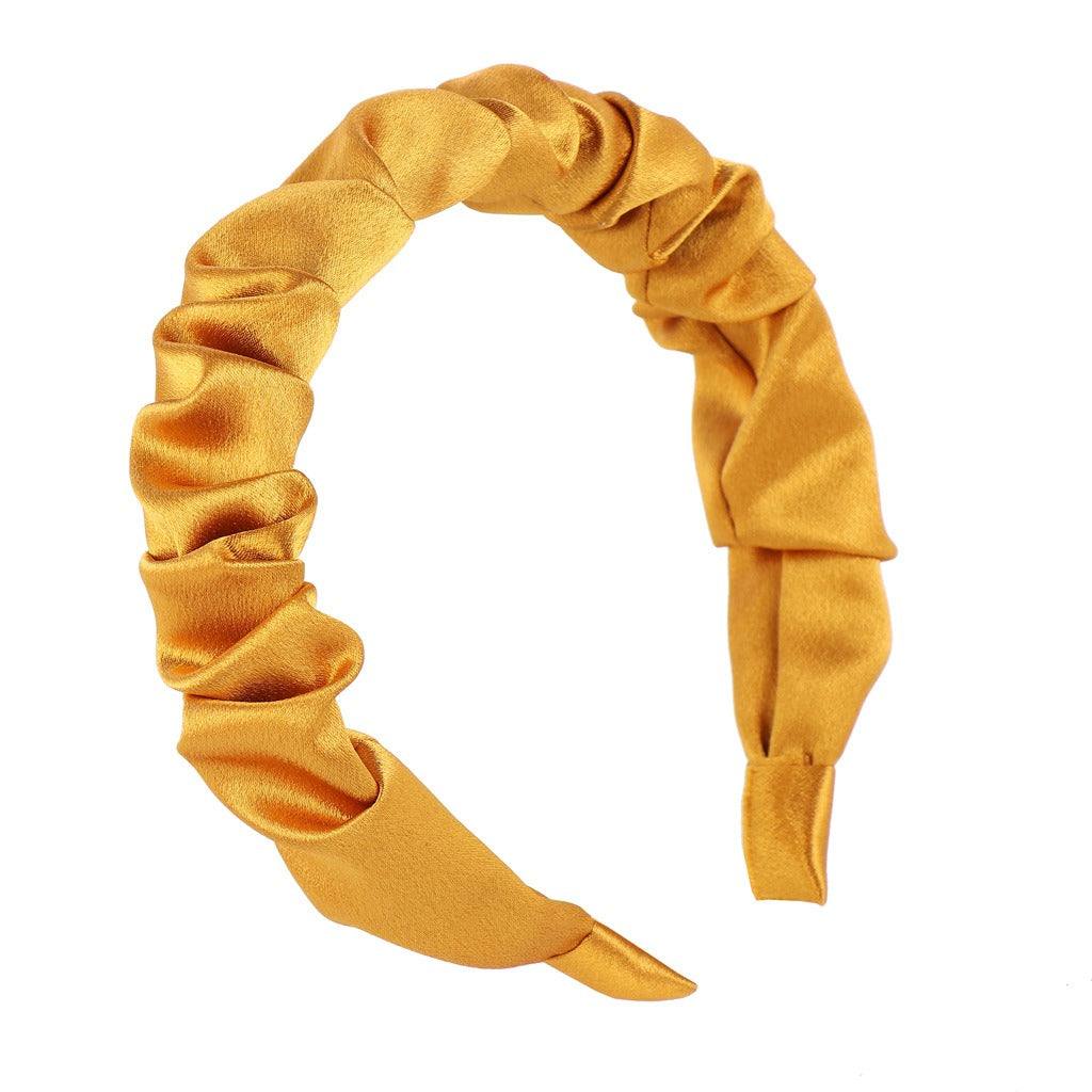 Retro Pleated Satin Hair Headband for Everyday Styling