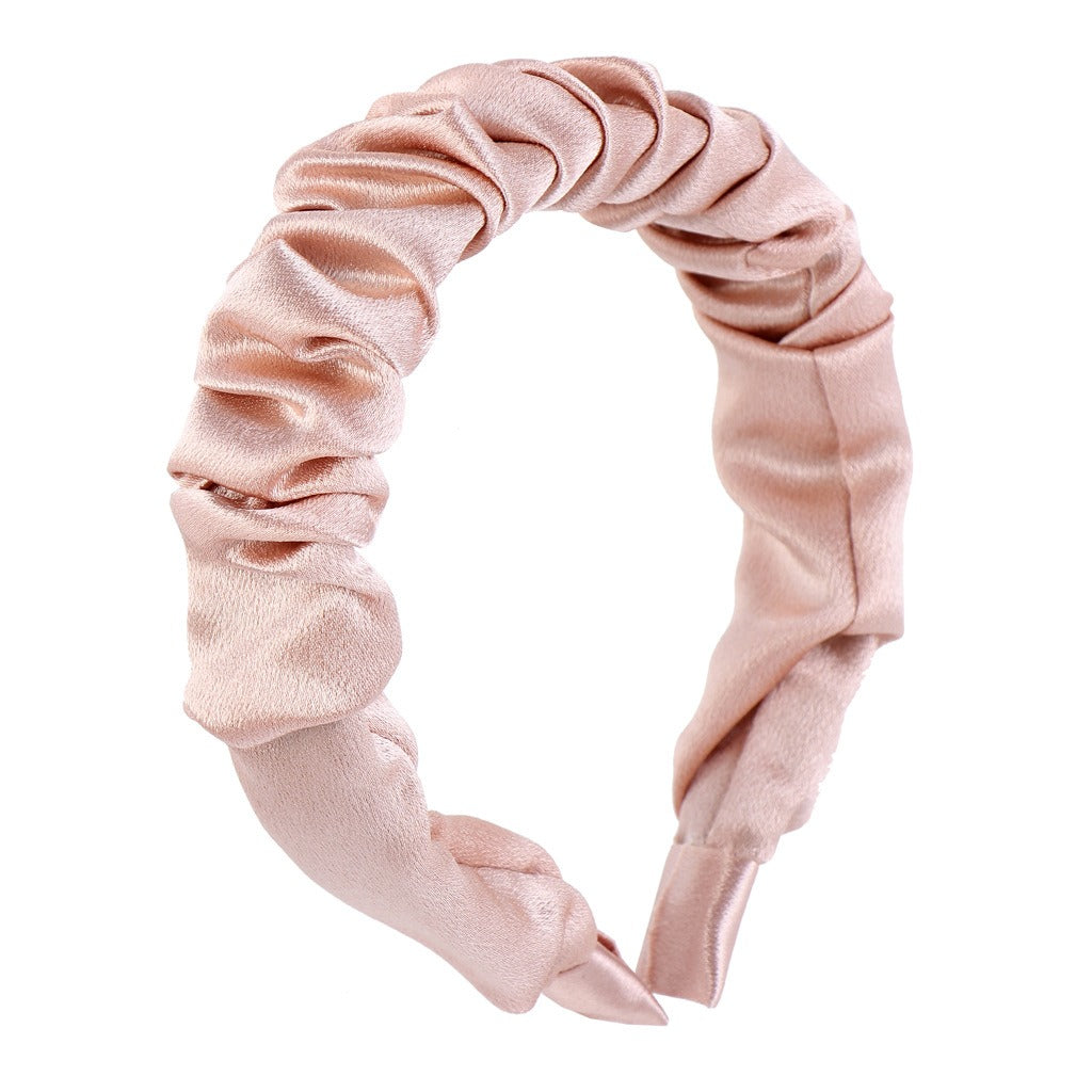 Retro Pleated Satin Hair Headband for Everyday Styling