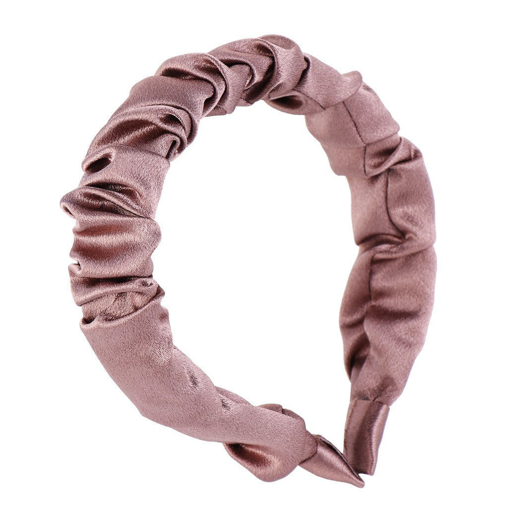 Retro Pleated Satin Hair Headband for Everyday Styling