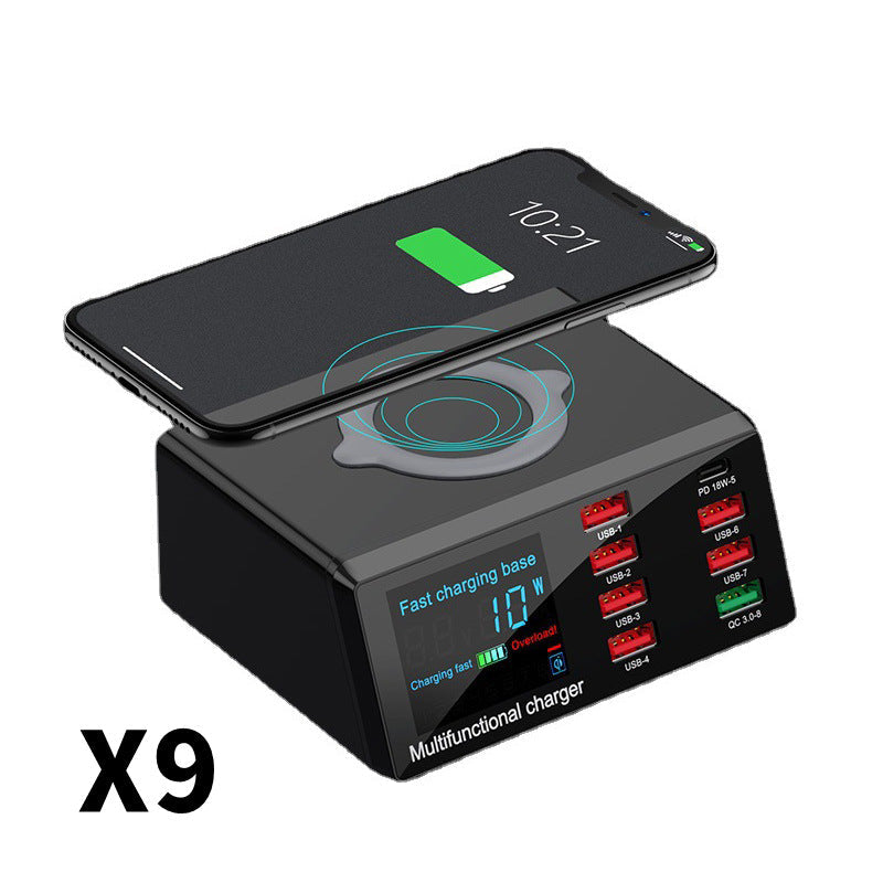 Multi-Port Desktop Charging Station with Wireless Pad
