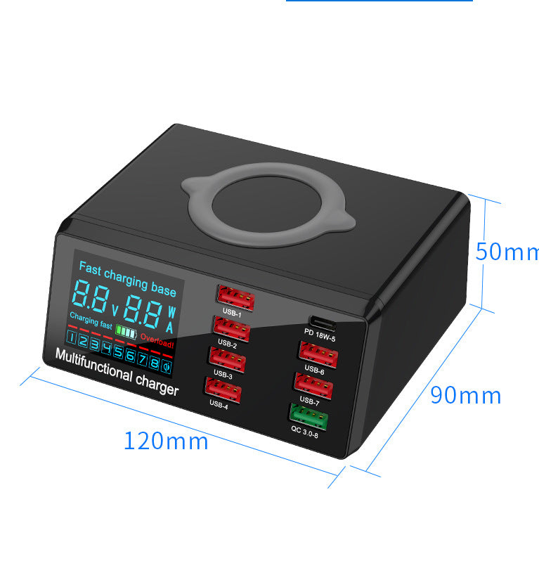 Multi-Port Desktop Charging Station with Wireless Pad