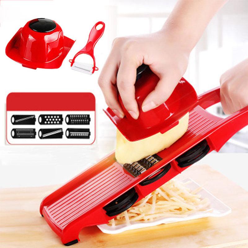 Vegetable Slicer With 6 Blades: Slice, Julienne, Grate