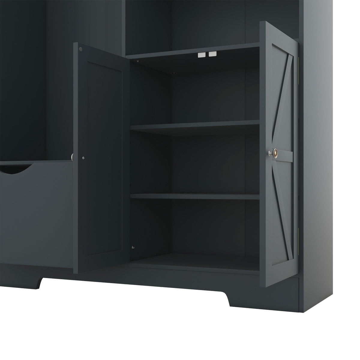 Hall Tree with Shoe Drawer, Storage Cabinet and Coat Hooks