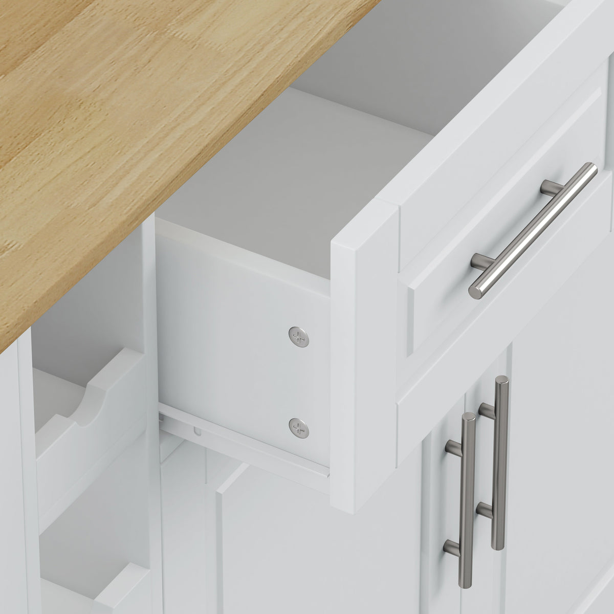 Kitchen Island Cart with Drop-Leaf Table & Wine Rack