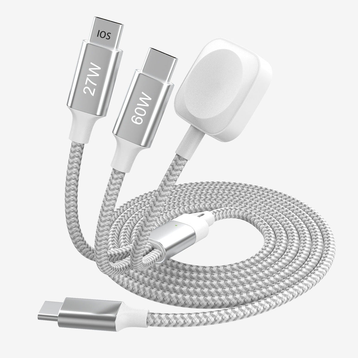 Multi-Head USB-C Charging Cable PD60W for Phone and Watch