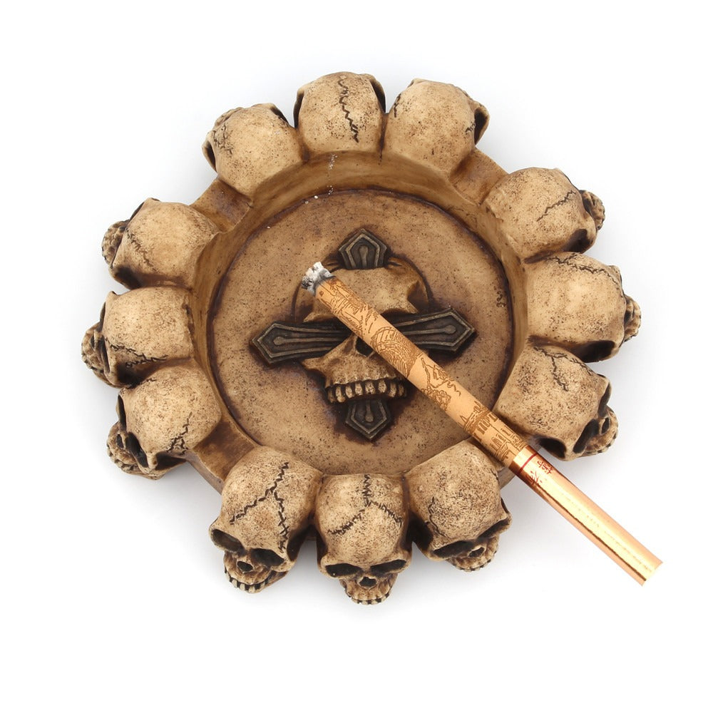 Multi-Headed Skeleton Ashtray for Gothic Home Decor