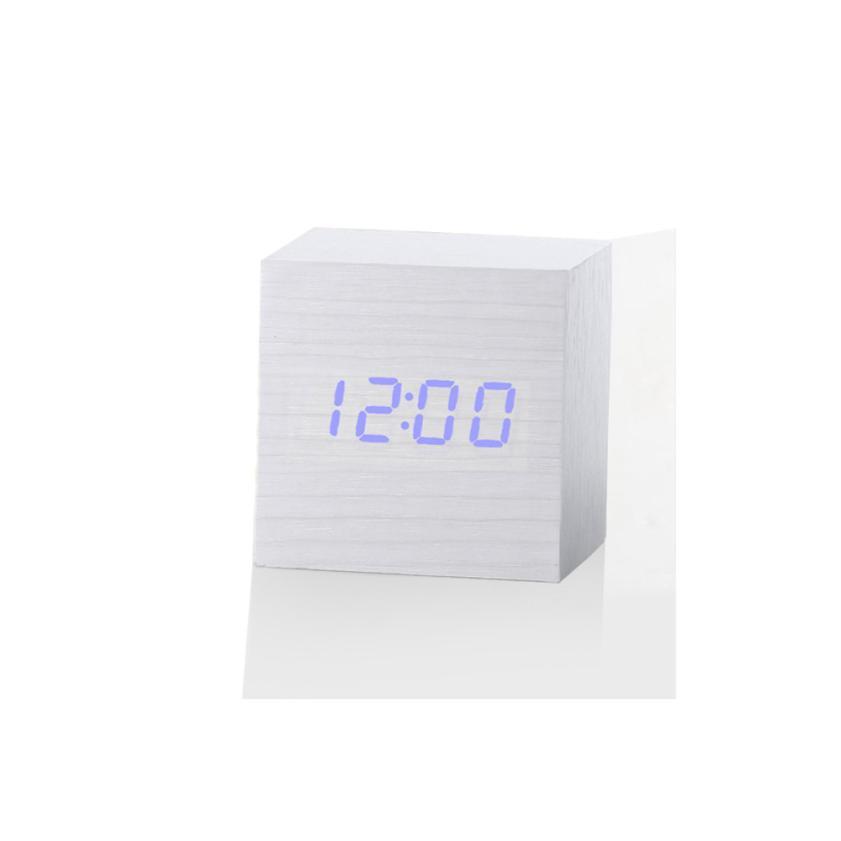 Wooden Digital Alarm Clock With Multicolor LED Display