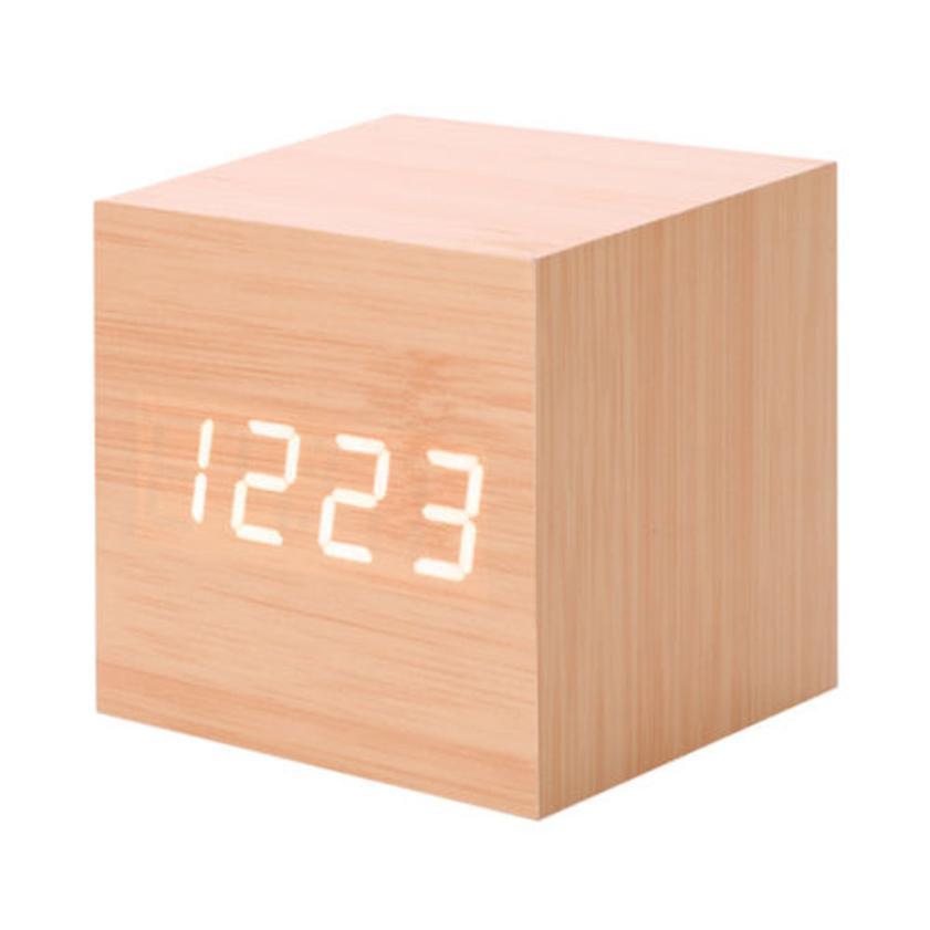 Wooden Digital Alarm Clock With Multicolor LED Display