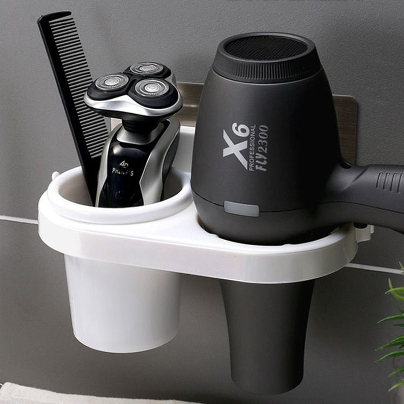 Wall Mounted Hair Dryer Holder Bathroom Storage Rack