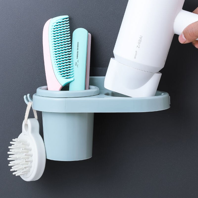 Wall Mounted Hair Dryer Holder Bathroom Storage Rack