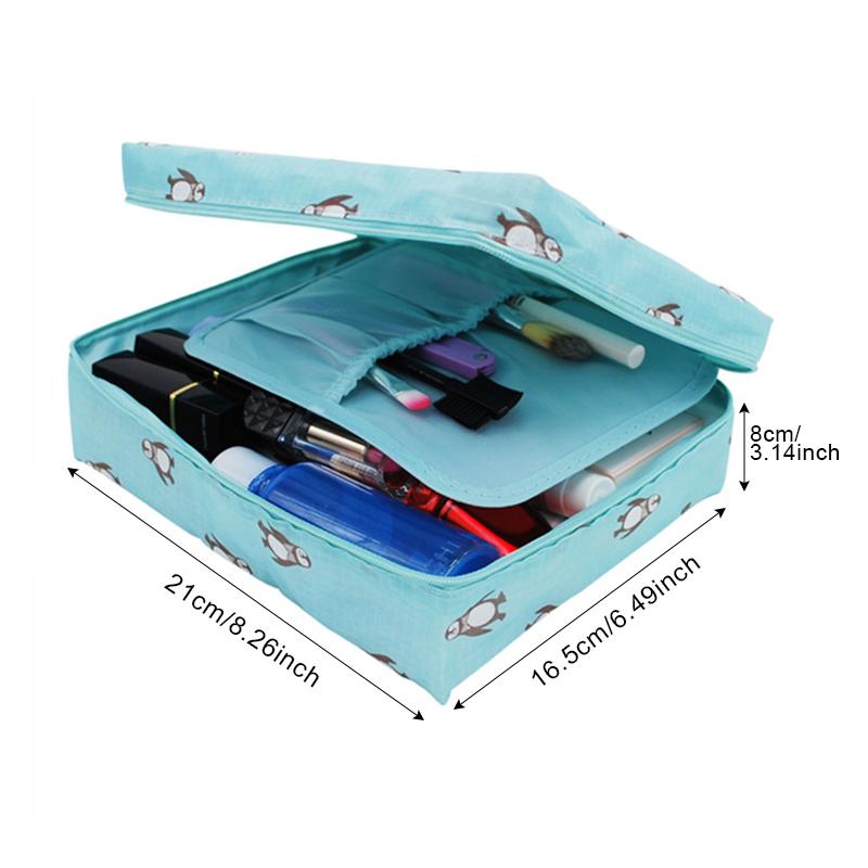 Travel Makeup Bag Organizer with Brush Holder and Pockets