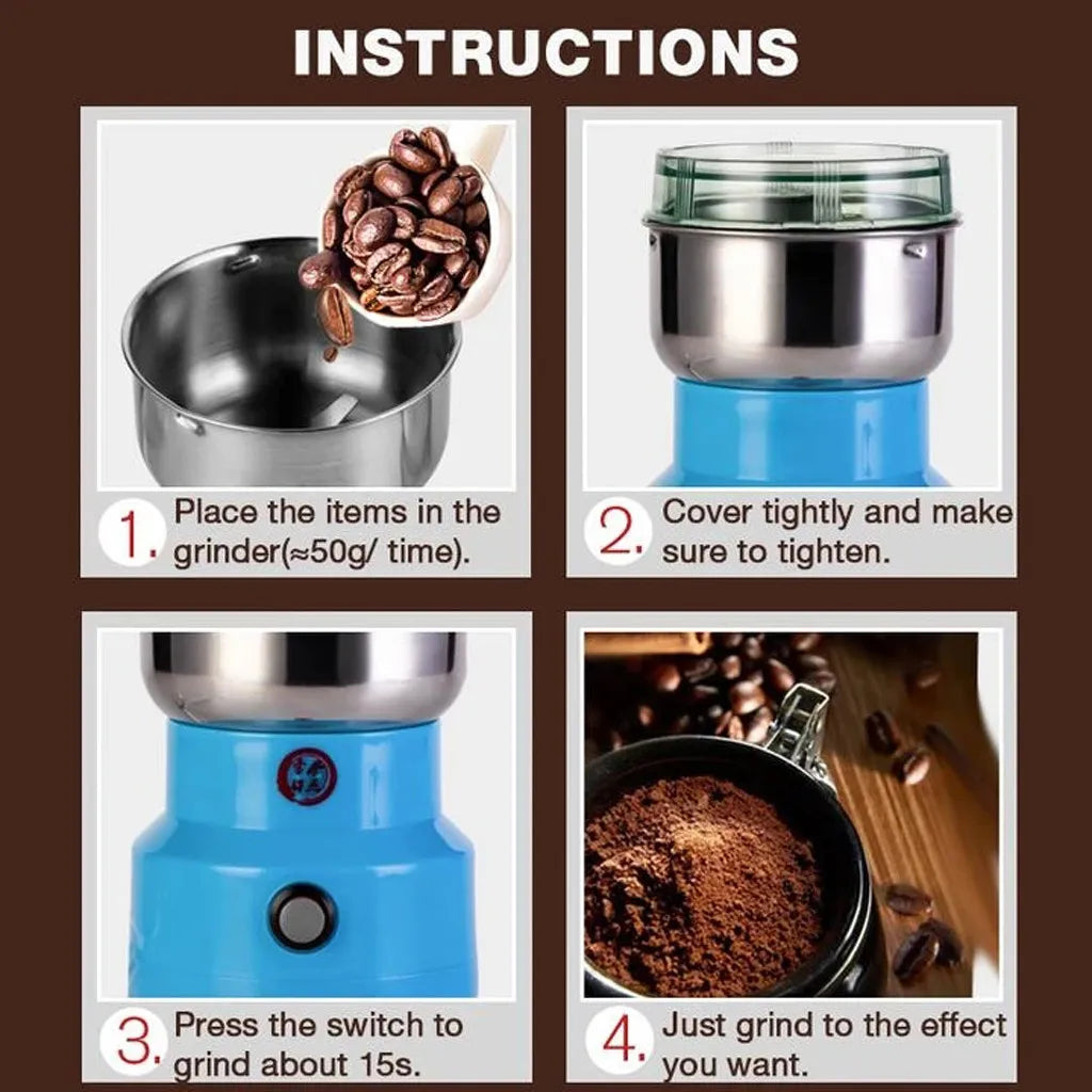 Electric Coffee Bean & Spice Grinder for Fresh Grounds