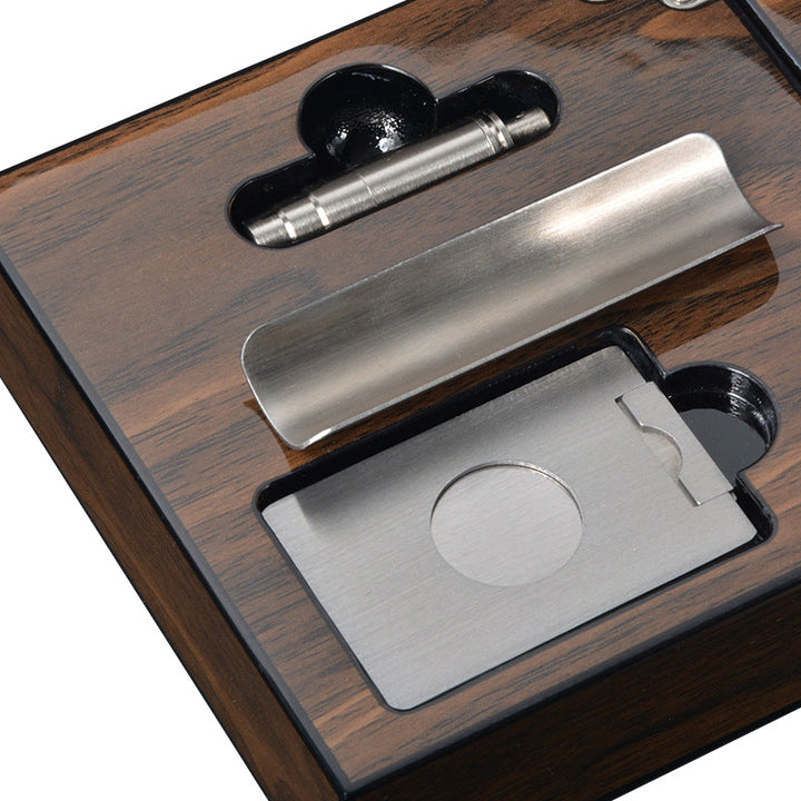Cigar Ashtray Box: Foldable Walnut Smoking Station