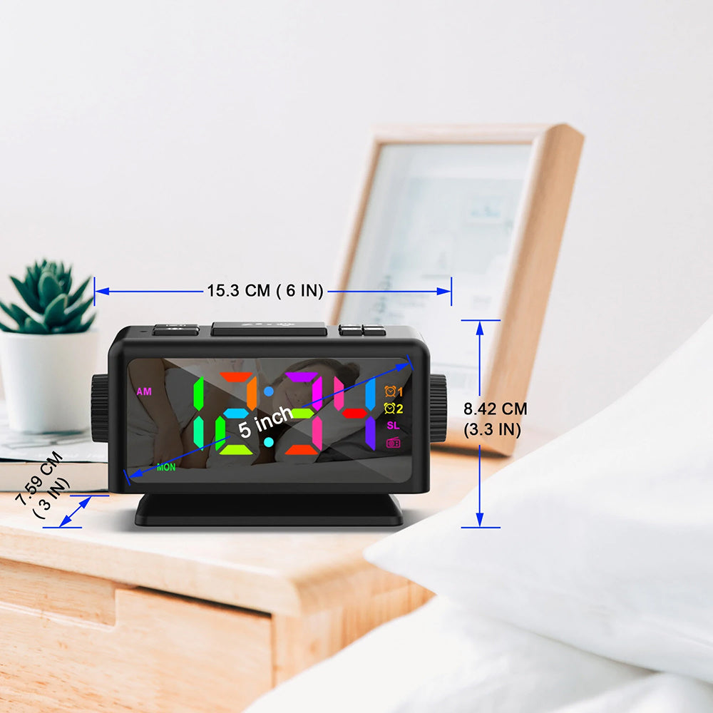 Alarm Clock with Light — Dual Alarms and FM Radio
