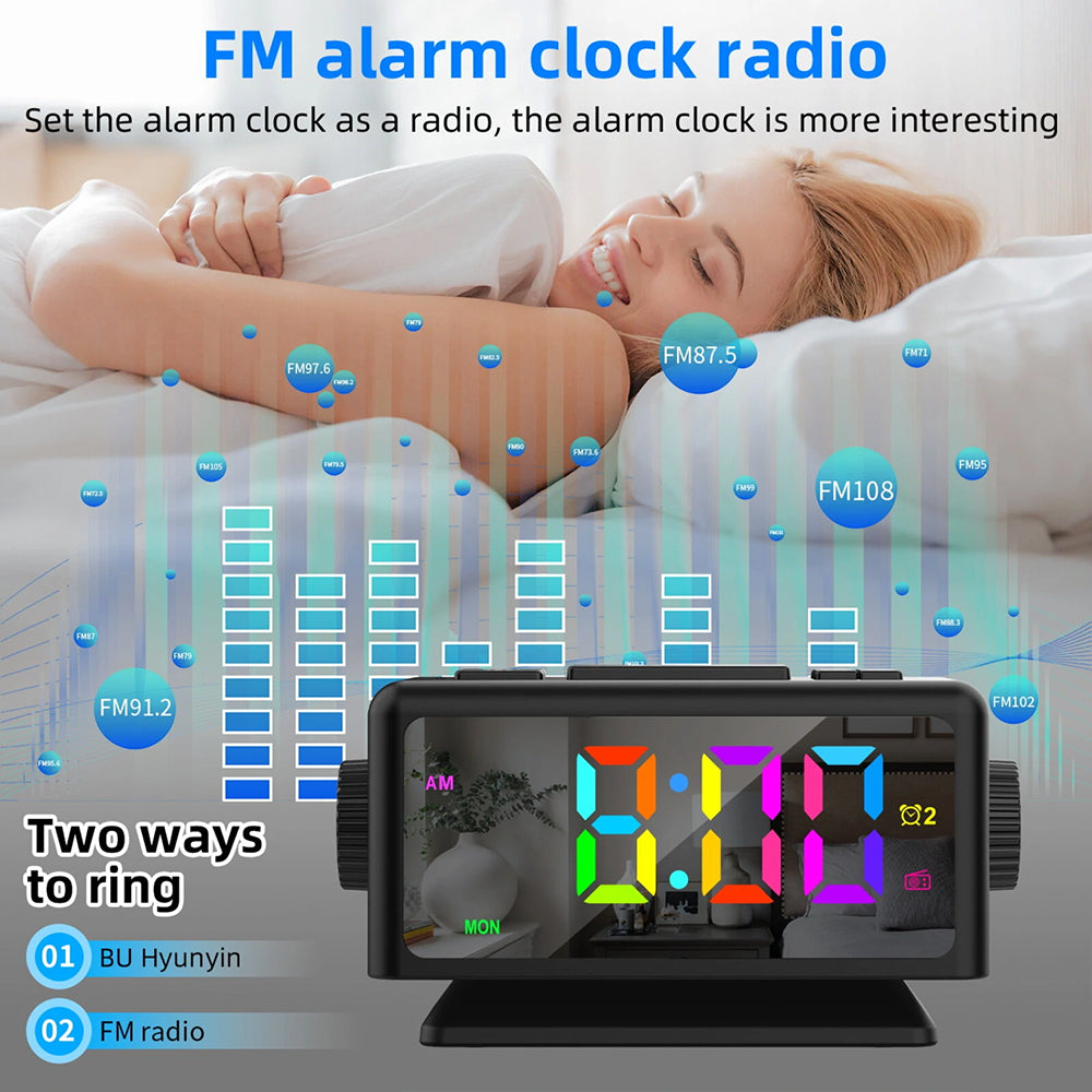 Alarm Clock with Light — Dual Alarms and FM Radio