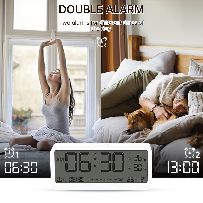 Digital Alarm Clock With Brightness, Temp & Humidity