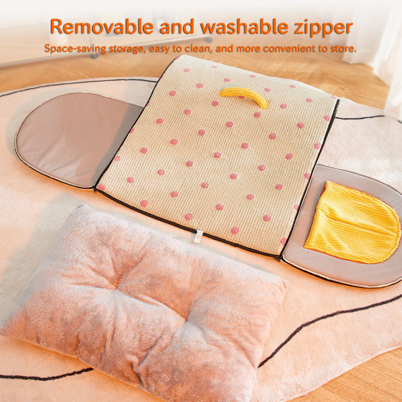 Enclosed Pet House Bed for Warm, Cozy Wintertime Rest