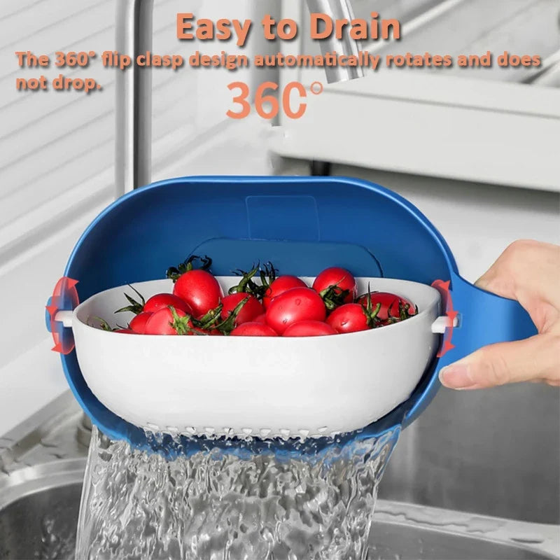 Rotating Vegetable Cutter with Drain Basket & Shredder