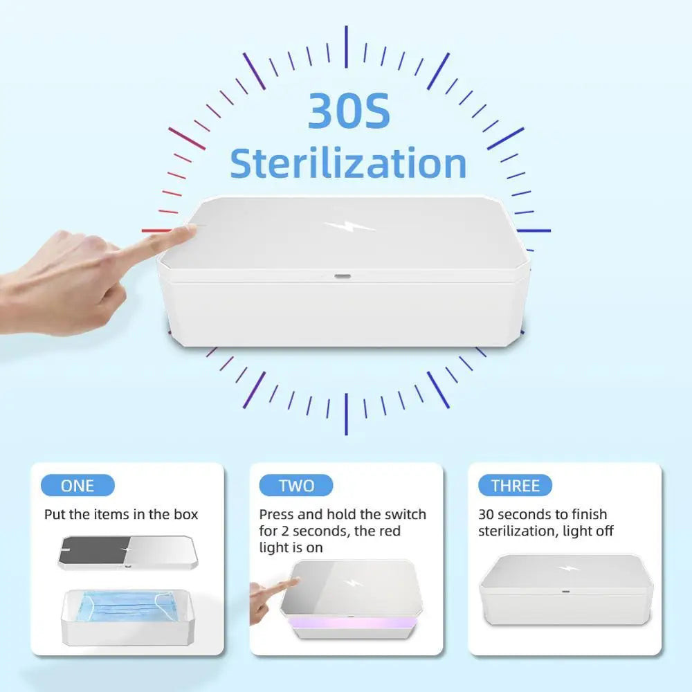 UV Phone Sanitizer Box: 30-Second Germ Kill + 10W Charging