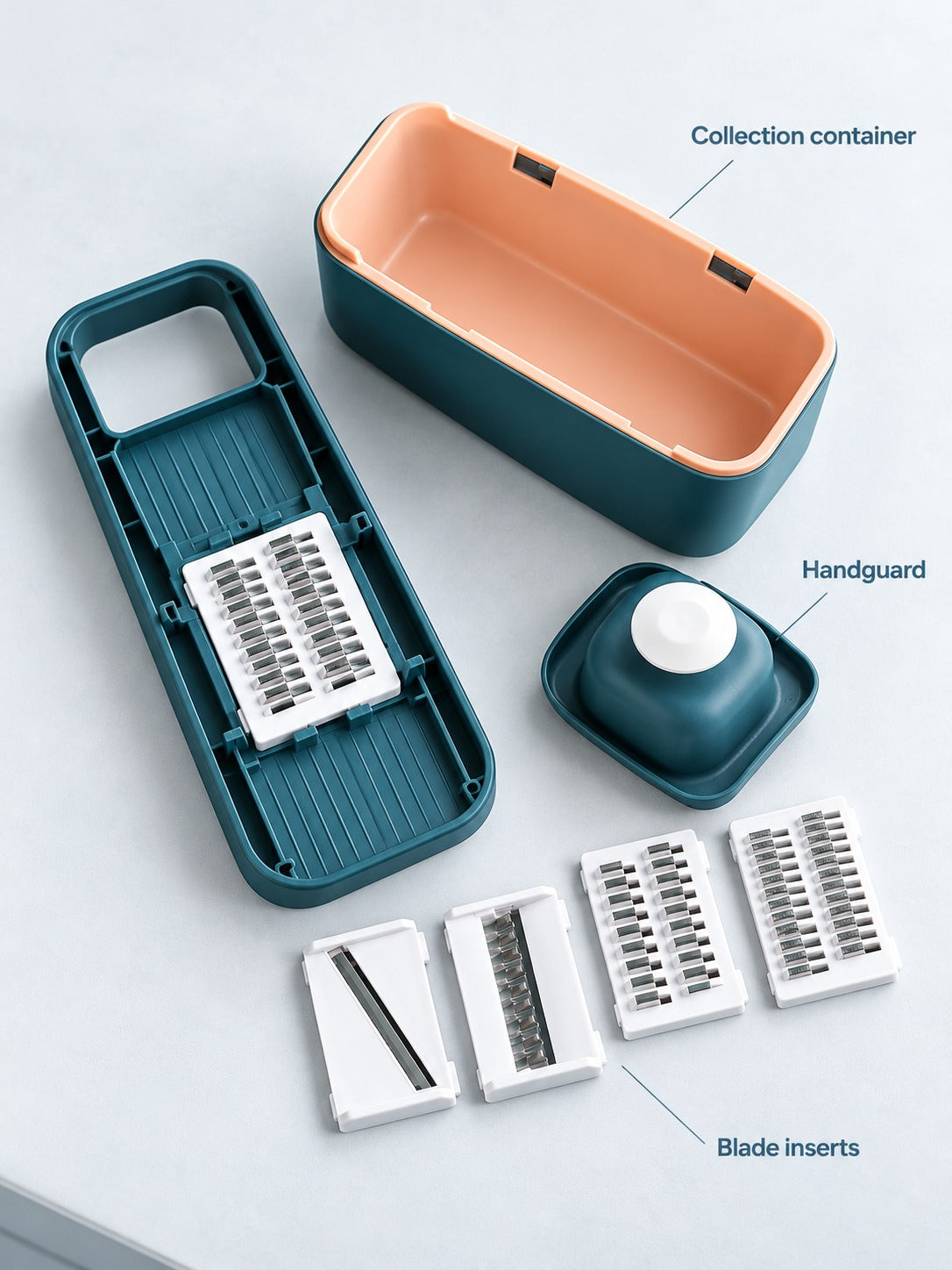 Vegetable Cutter with 5 Blades and Drain Container