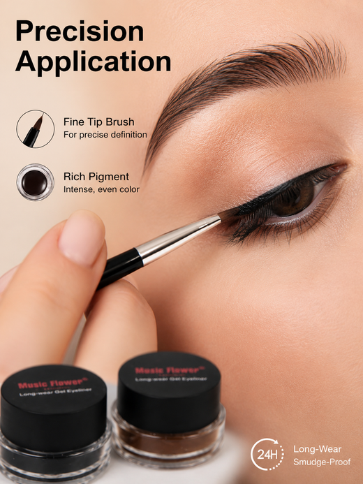 Music Flower 2-in-1 Waterproof Gel Eyeliner Set | 24H