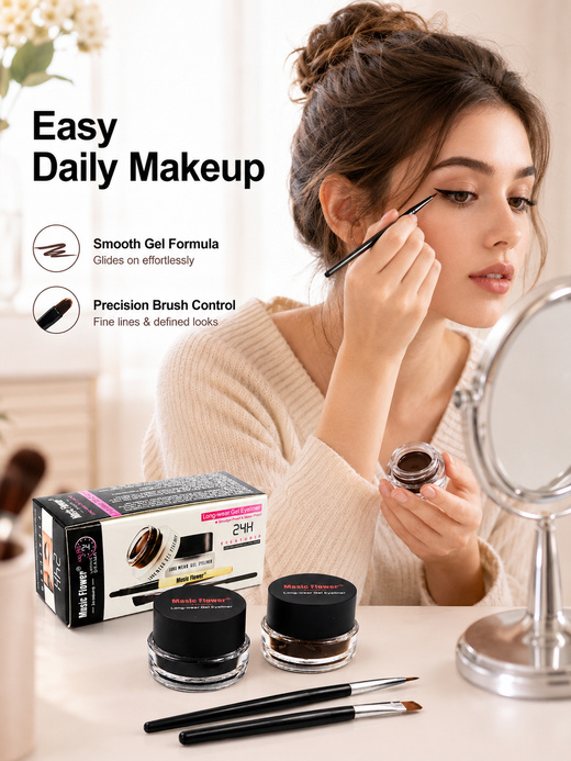 Music Flower 2-in-1 Waterproof Gel Eyeliner Set | 24H