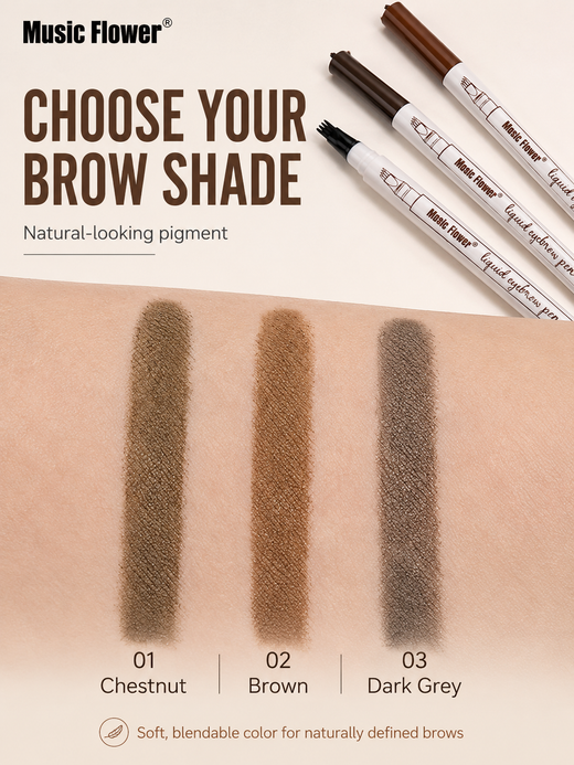 Music Flower Fine Sketch Liquid Eyebrow Pen — 3 Shades
