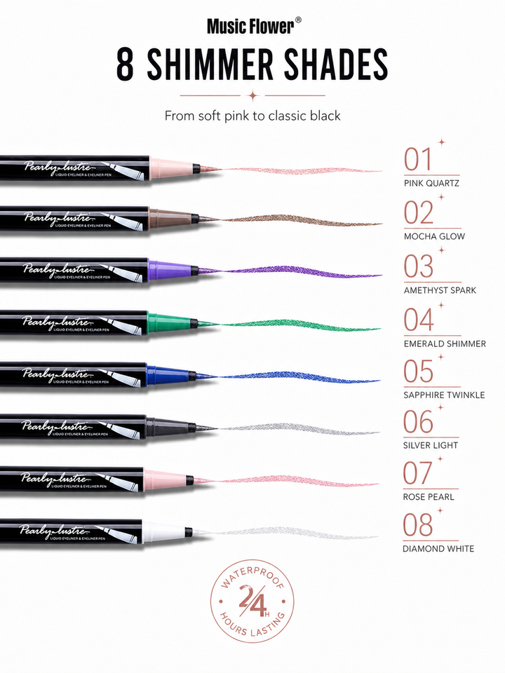Music Flower Glitter Eyeliner Pen — 8 Shades, 24HR Waterproof