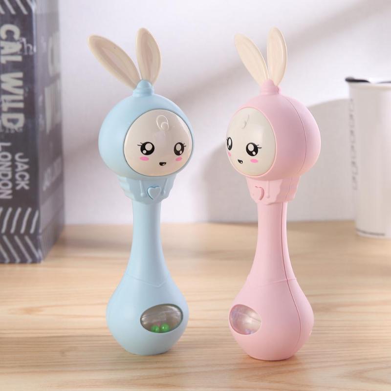 Baby Rabbit Rattle Toy With Lights for Sensory Play