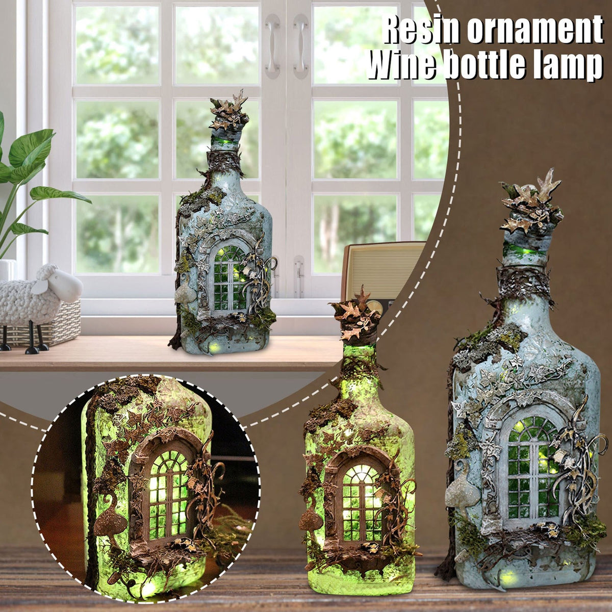 Ghost Castle Bottle Ornament With Enchanting Glow