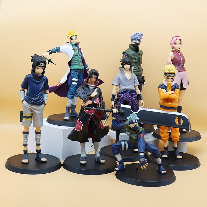 Anime Ninja Figurine Collection for Gaming Shelf Display