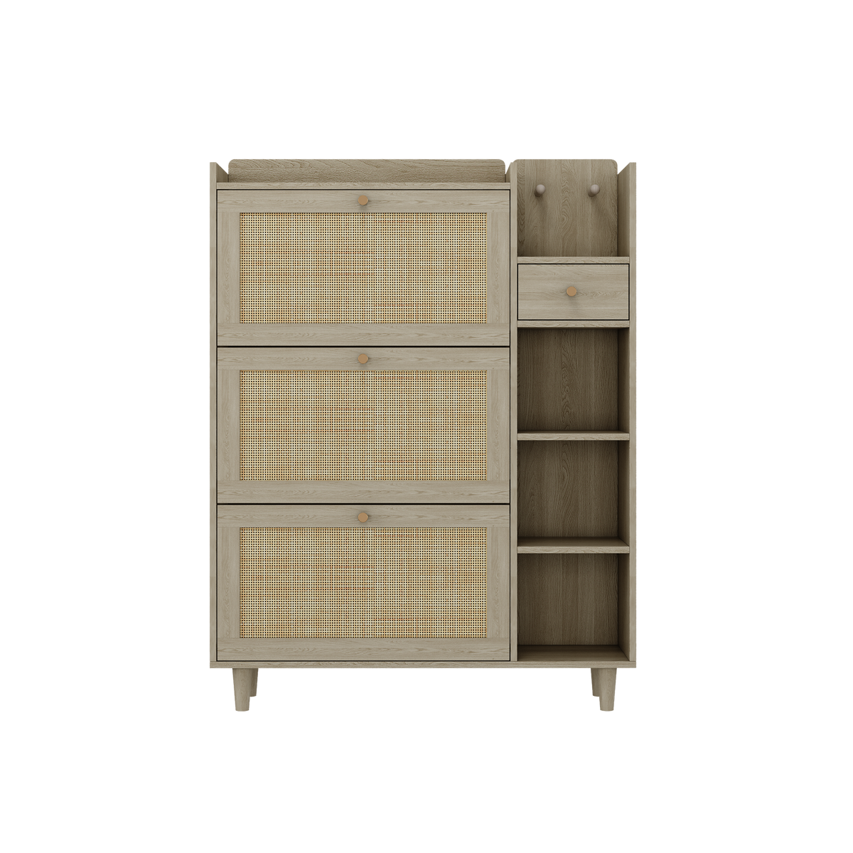 Rattan Flip Drawer Shoe Cabinet for Bohemian Entryways