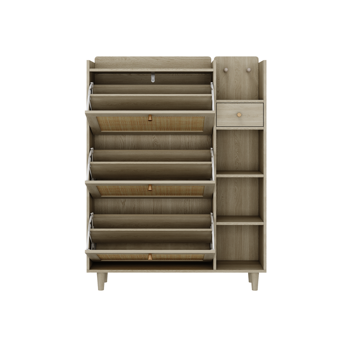 Rattan Flip Drawer Shoe Cabinet for Bohemian Entryways