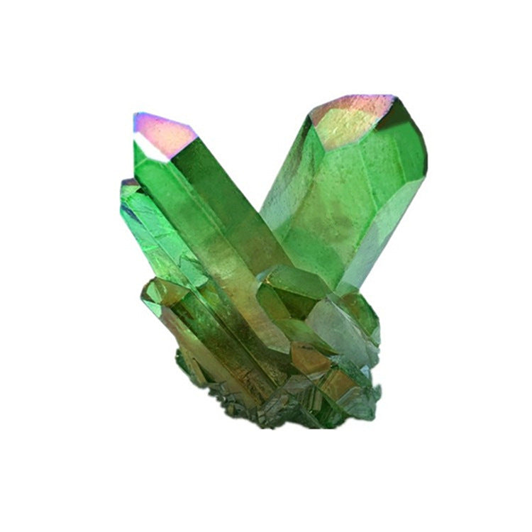 Green Crystal Cluster Decor With Iridescent Rainbow Shine