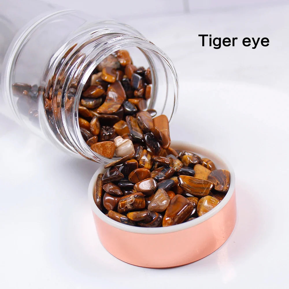 Glass Infuser Water Bottle with Tea Filter and Gemstones