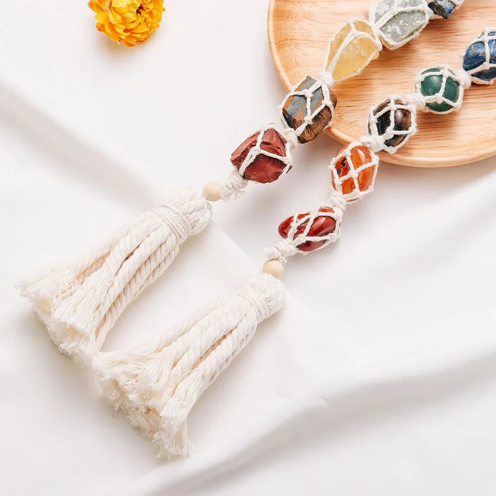 Seven Gemstone Car Pendant for Colorful Boho Decor