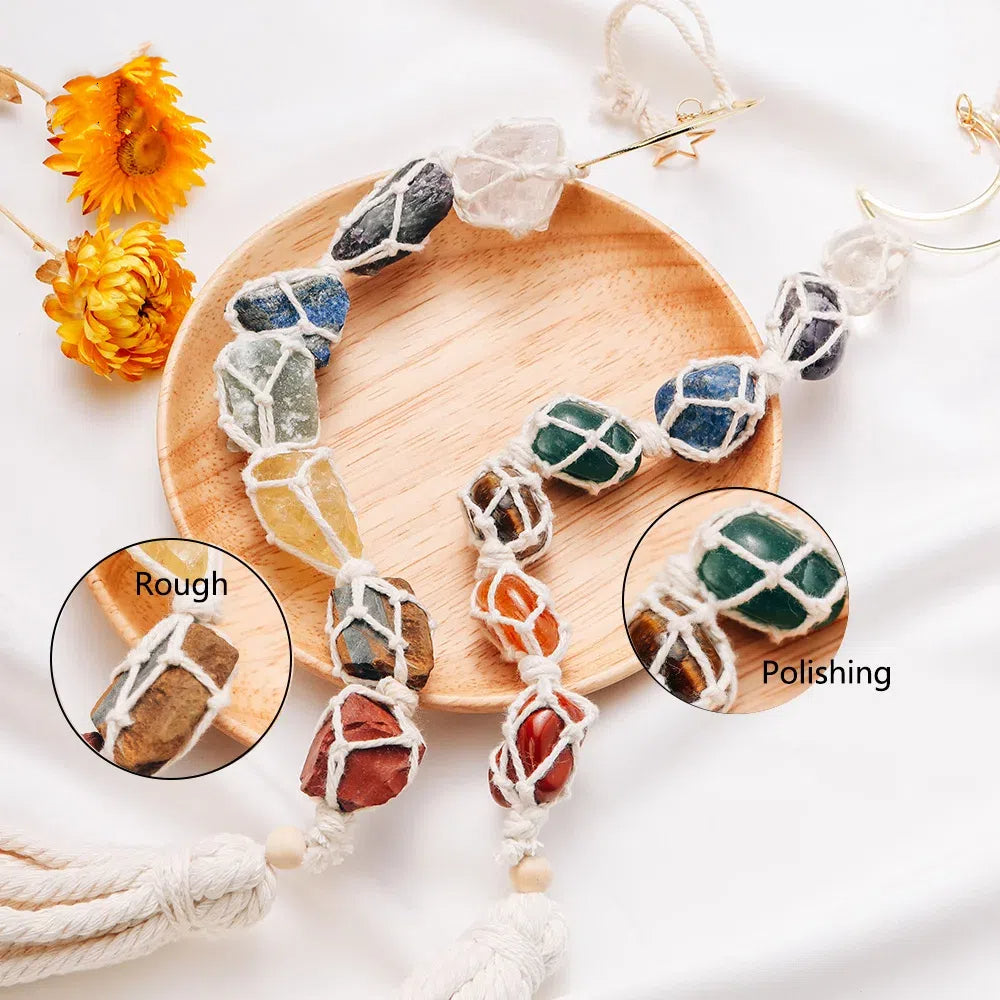 Seven Gemstone Car Pendant for Colorful Boho Decor