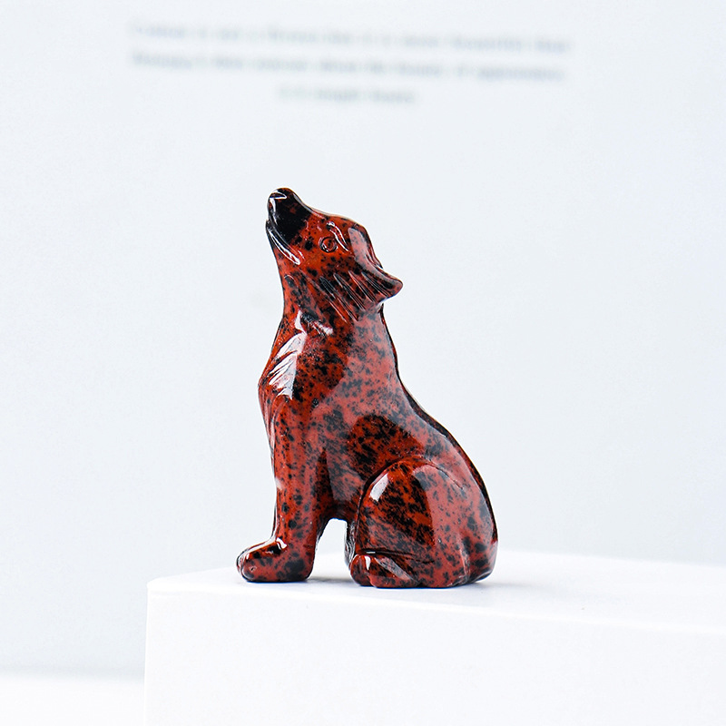 Natural Crystal Wolf Cub Carving for Distinctive Decor