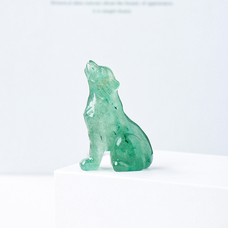 Natural Crystal Wolf Cub Carving for Distinctive Decor