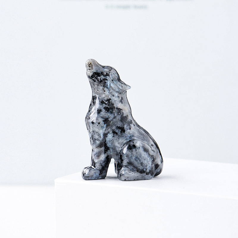 Natural Crystal Wolf Cub Carving for Distinctive Decor