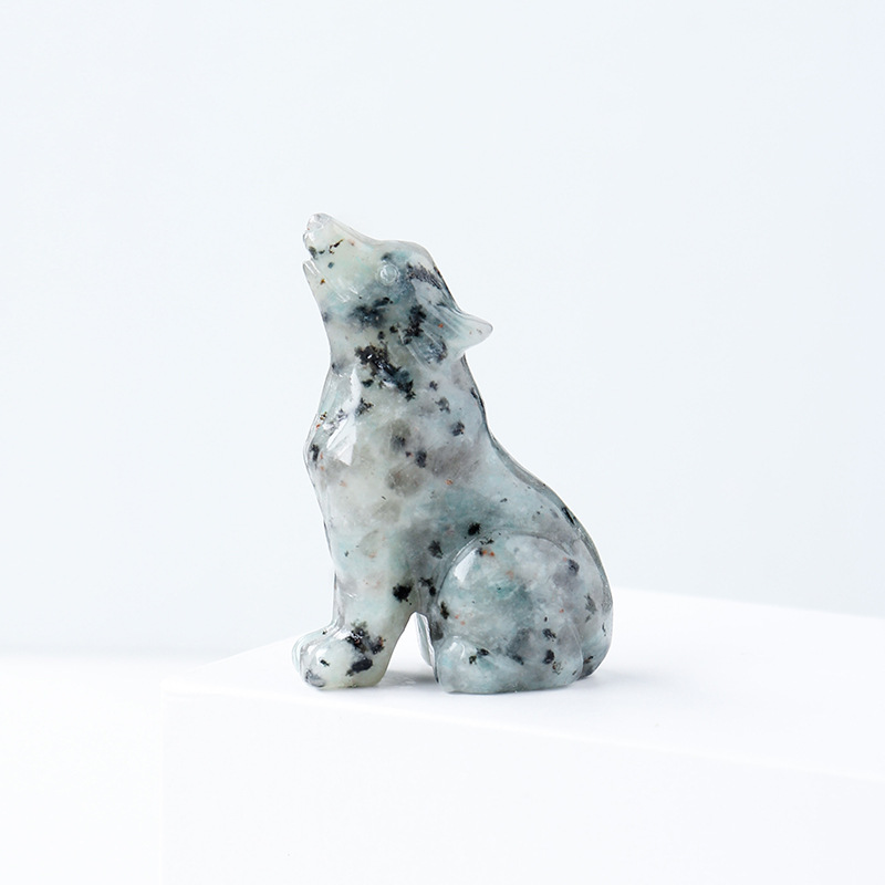 Natural Crystal Wolf Cub Carving for Distinctive Decor