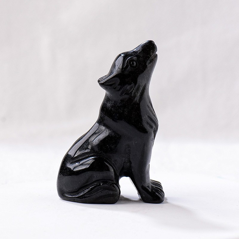 Natural Crystal Wolf Cub Carving for Distinctive Decor