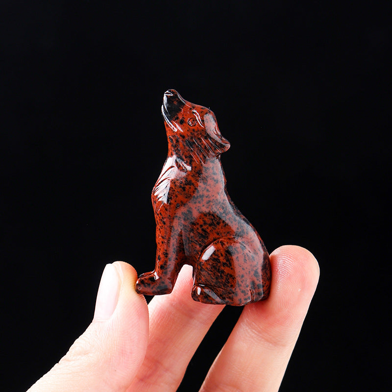 Natural Crystal Wolf Cub Carving for Distinctive Decor