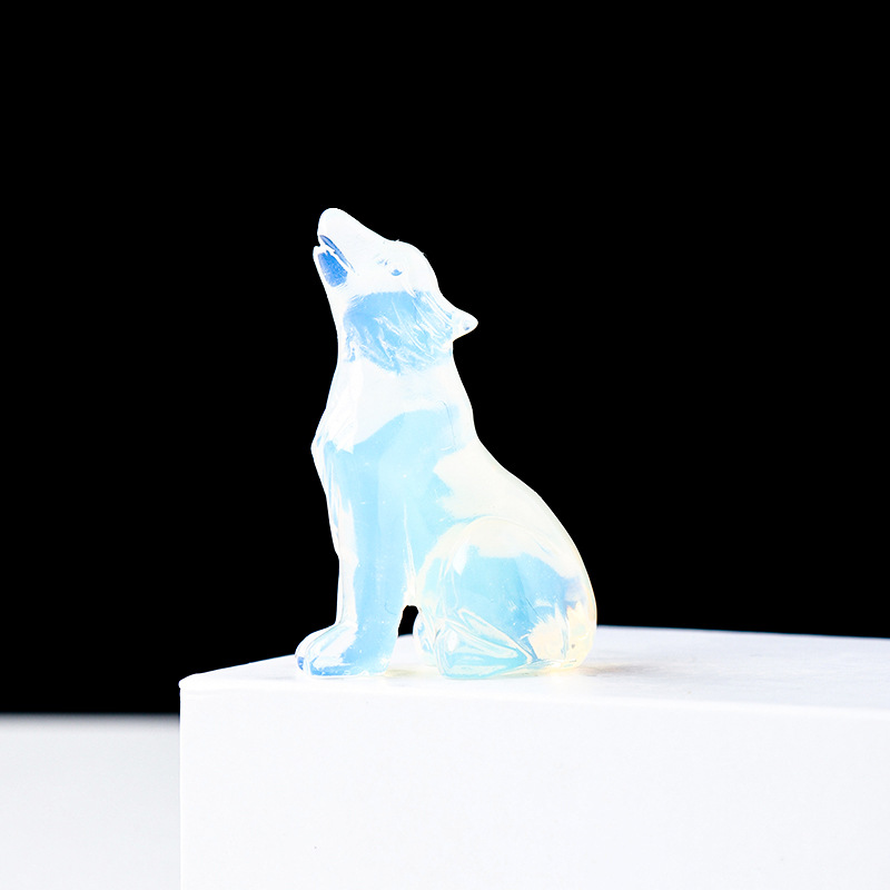 Natural Crystal Wolf Cub Carving for Distinctive Decor