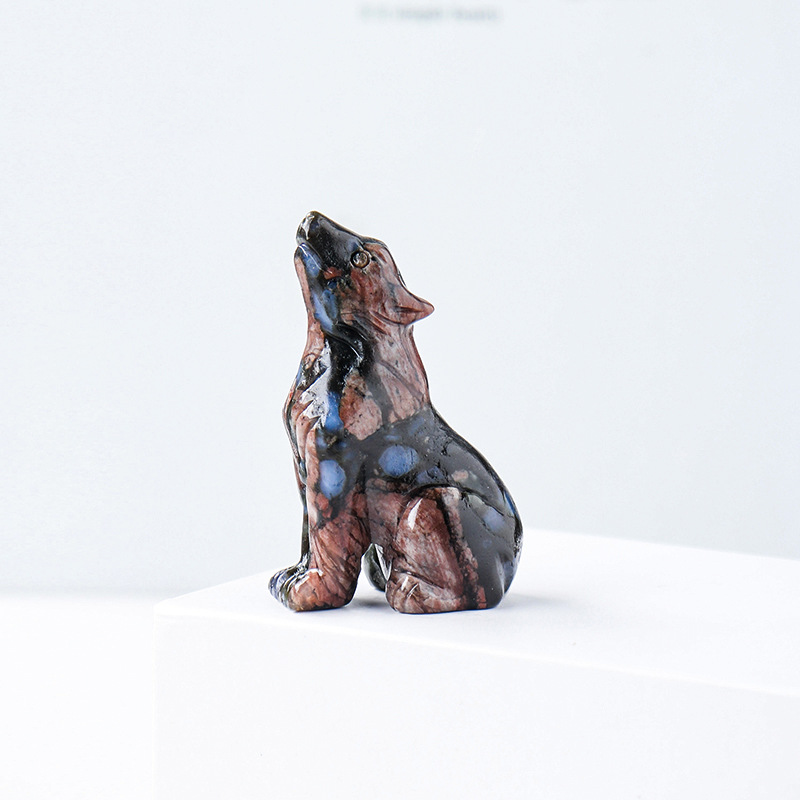 Natural Crystal Wolf Cub Carving for Distinctive Decor