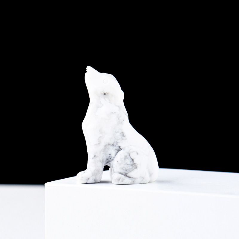 Natural Crystal Wolf Cub Carving for Distinctive Decor