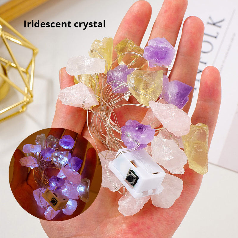 Pink Amethyst Crystal String Lights for Cozy Room Decor